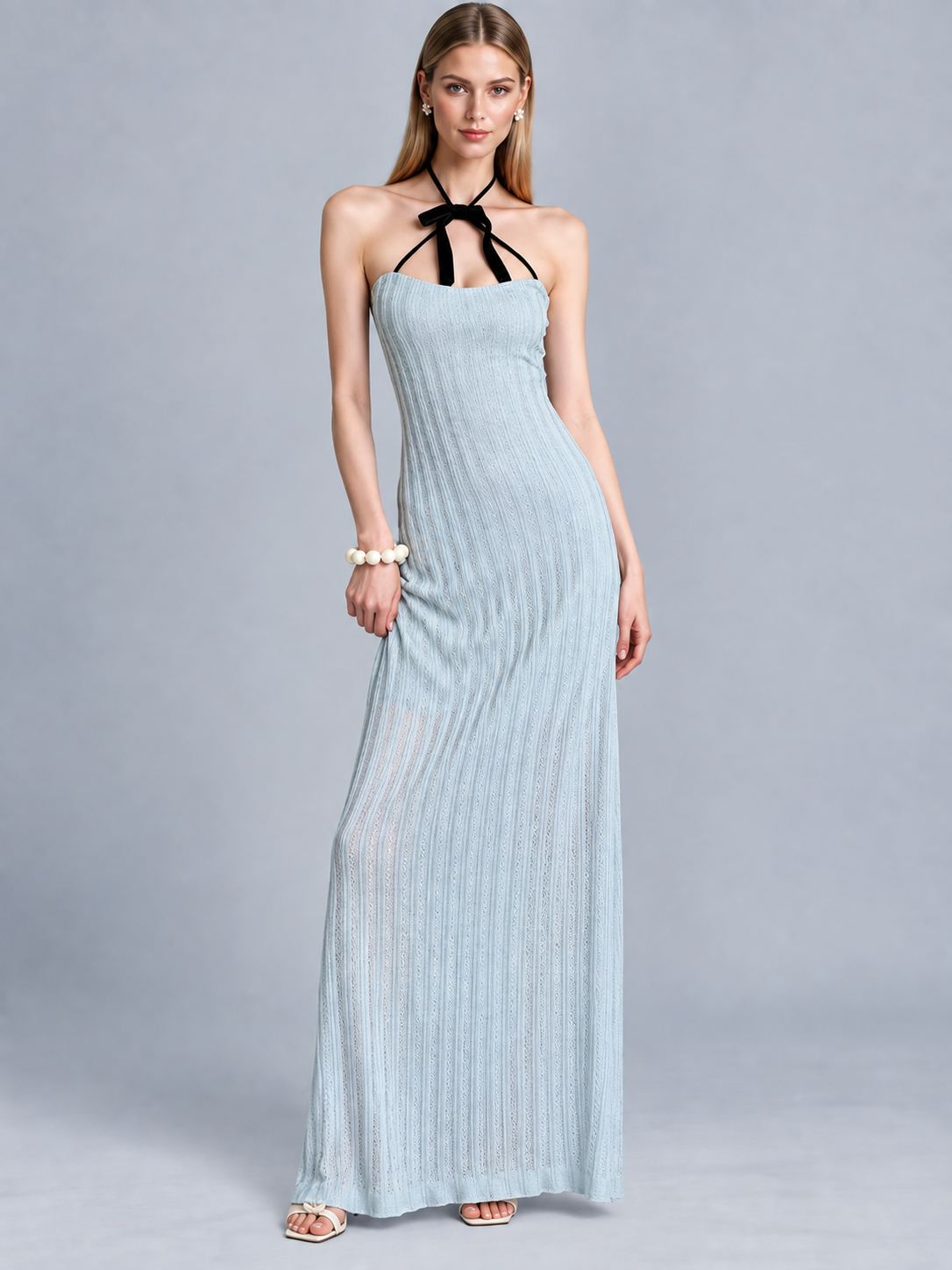 Rosalie Bow Halter Evening Gown