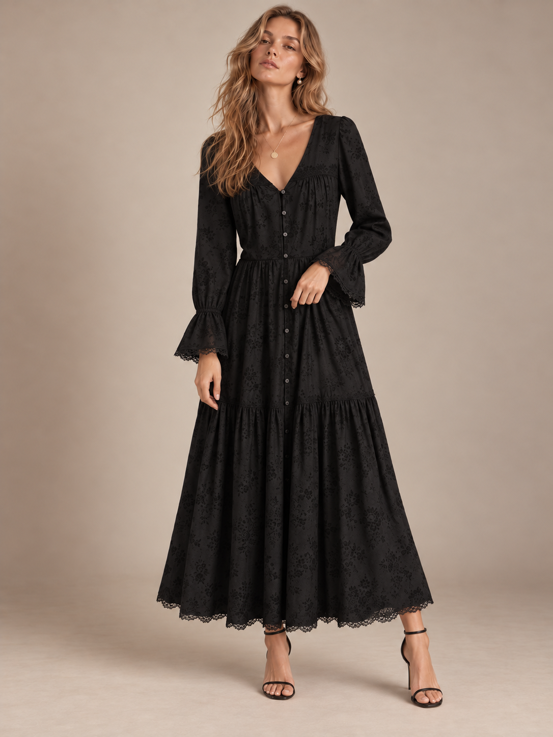 Margot Floral V-Neck Tea Dress