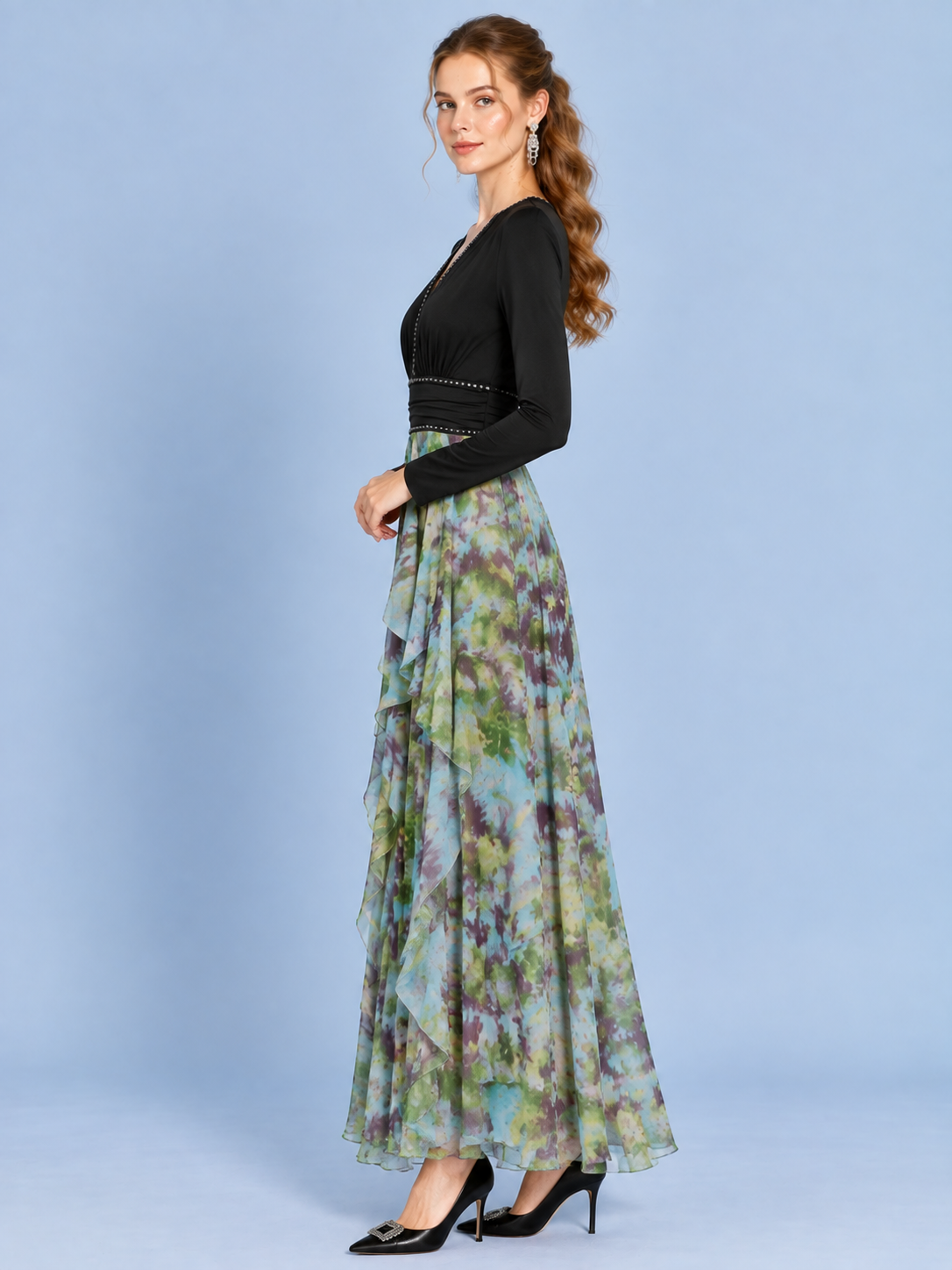Indigo Mist Printed Maxi Dress