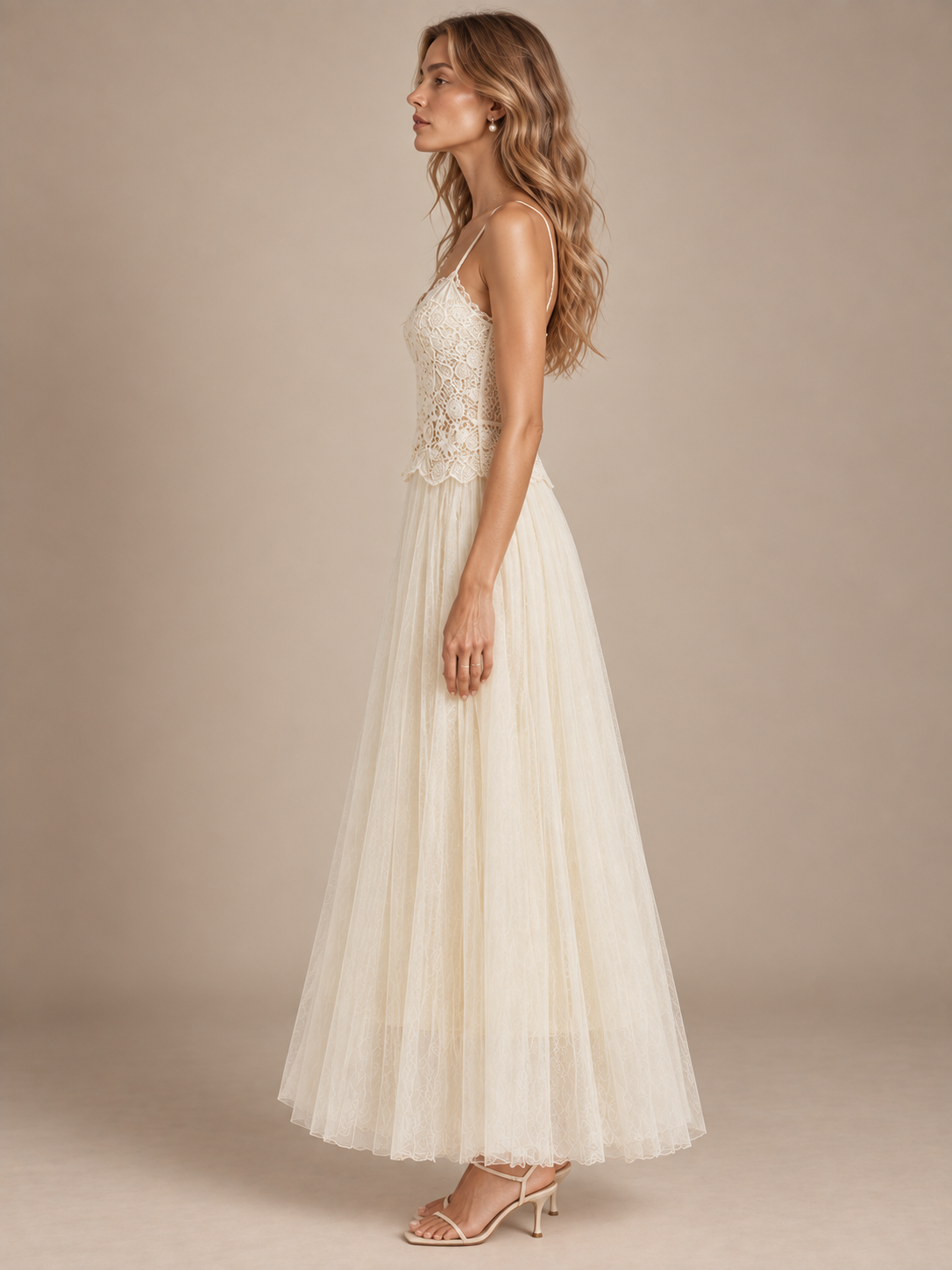Élodie Mesh Lace Slip Dress