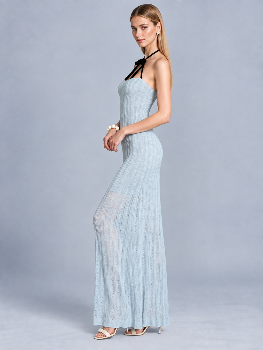 Rosalie Bow Halter Evening Gown