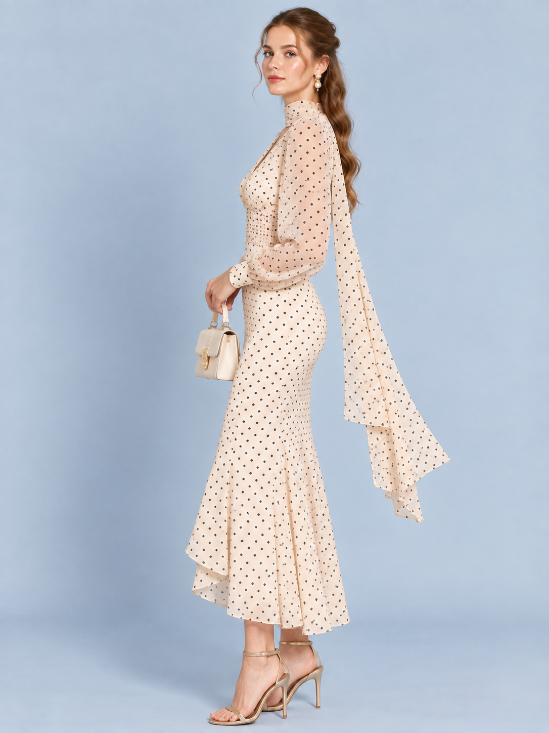 Paris Rain Polka Dot Midi Dress