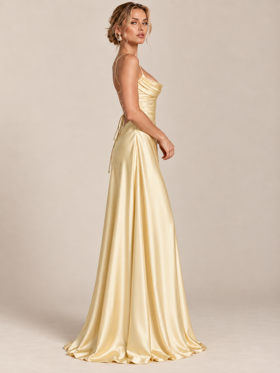 Estelle Satin Backless Maxi Dress