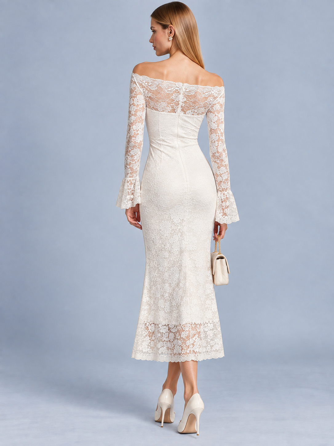 Ivory Grace Off-Shoulder Lace Gown
