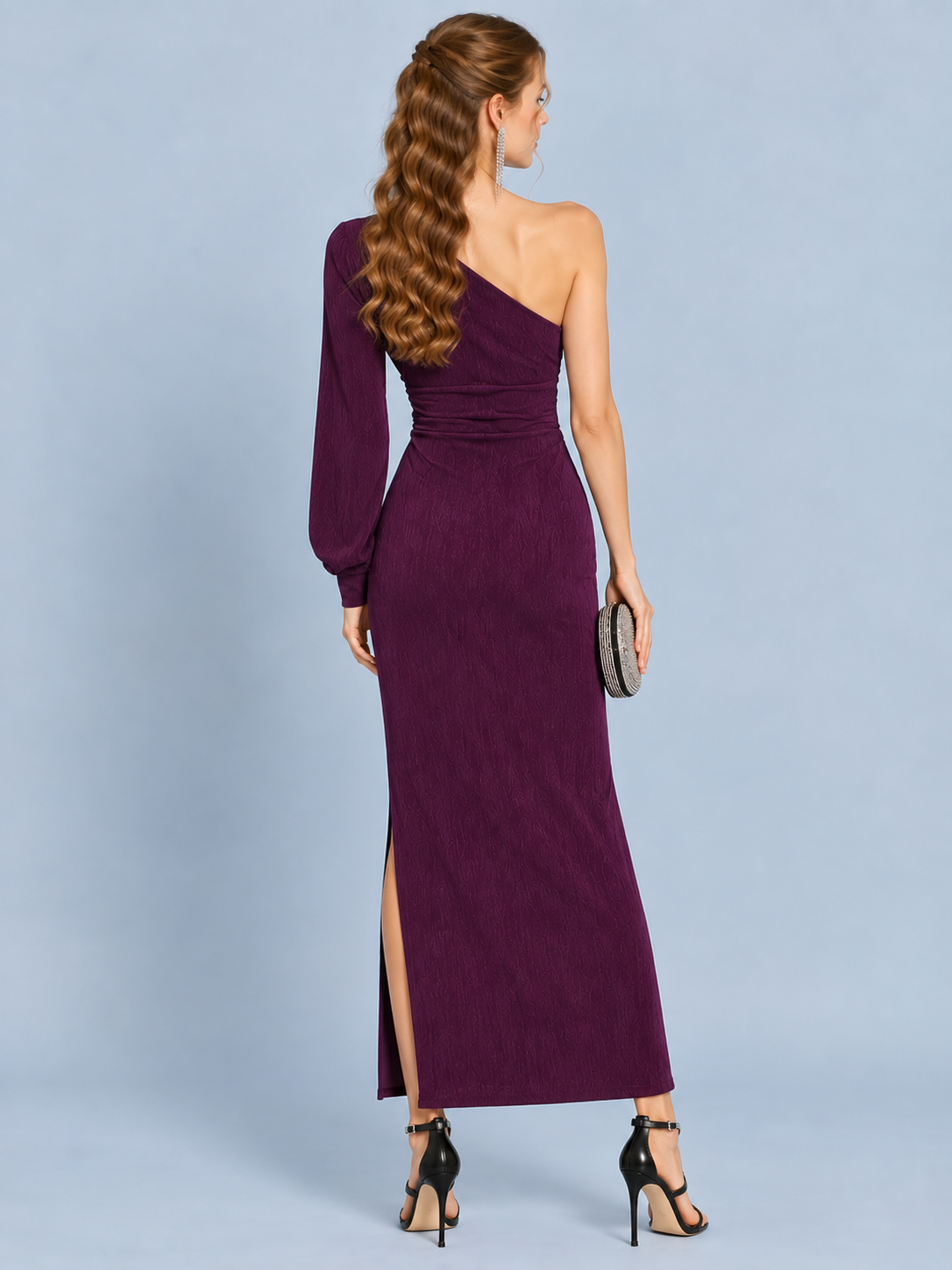 Amethyst One-Shoulder Evening Gown