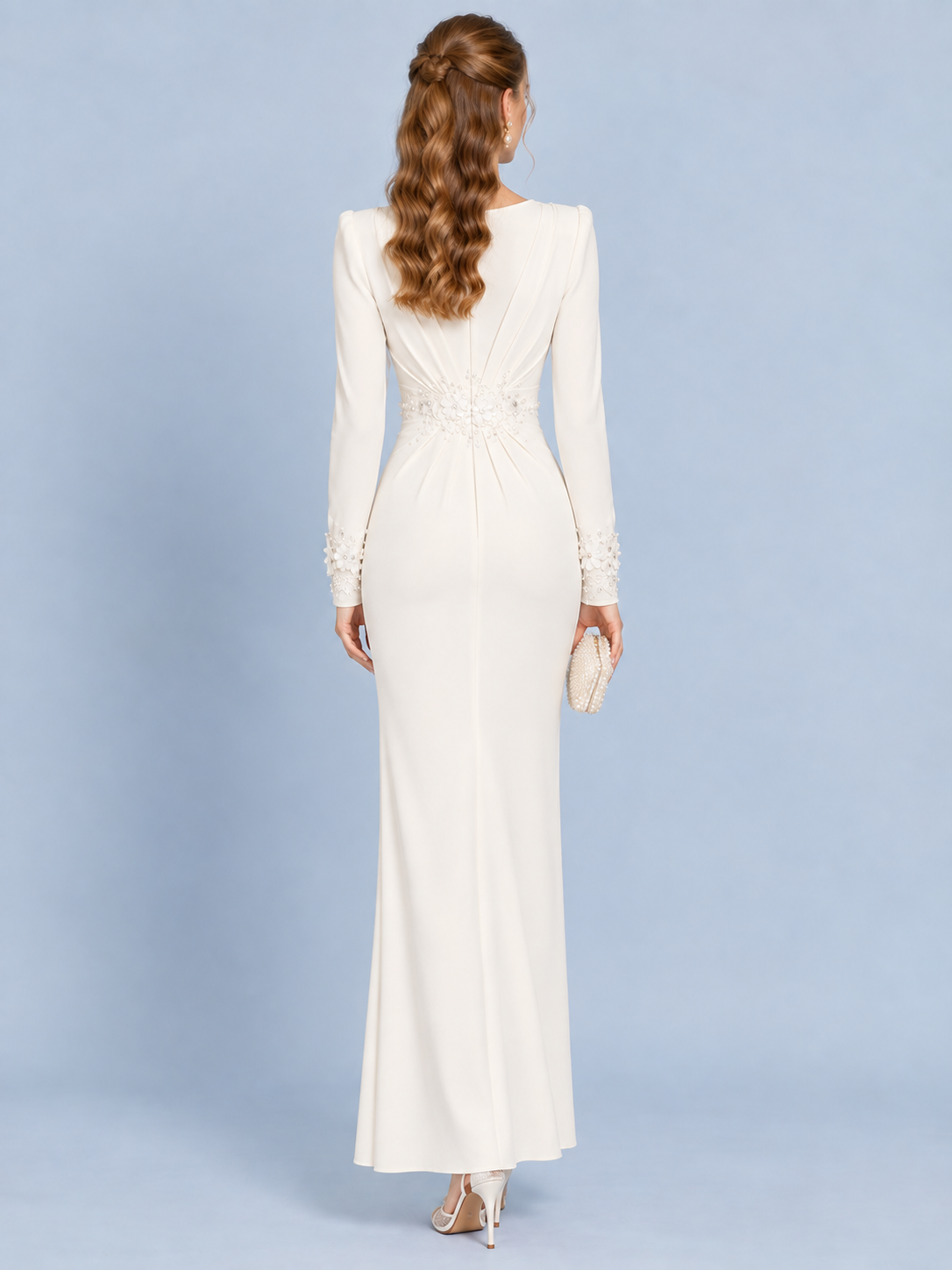 Ivory Bloom V-Neck Knit Dress