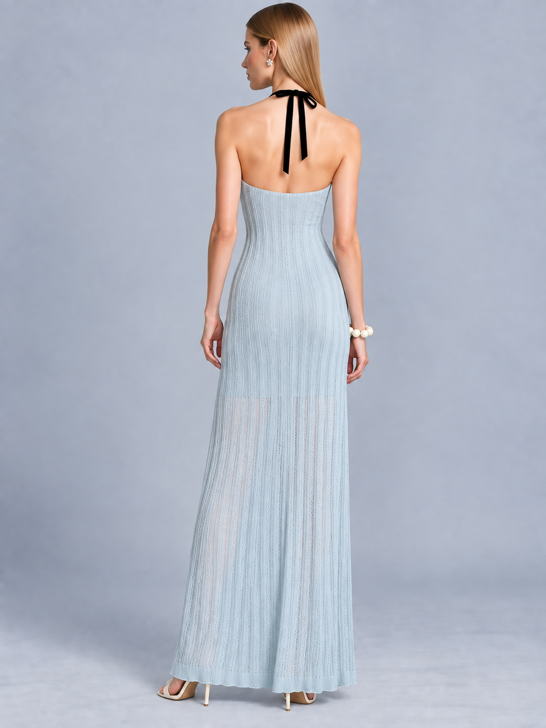 Rosalie Bow Halter Evening Gown