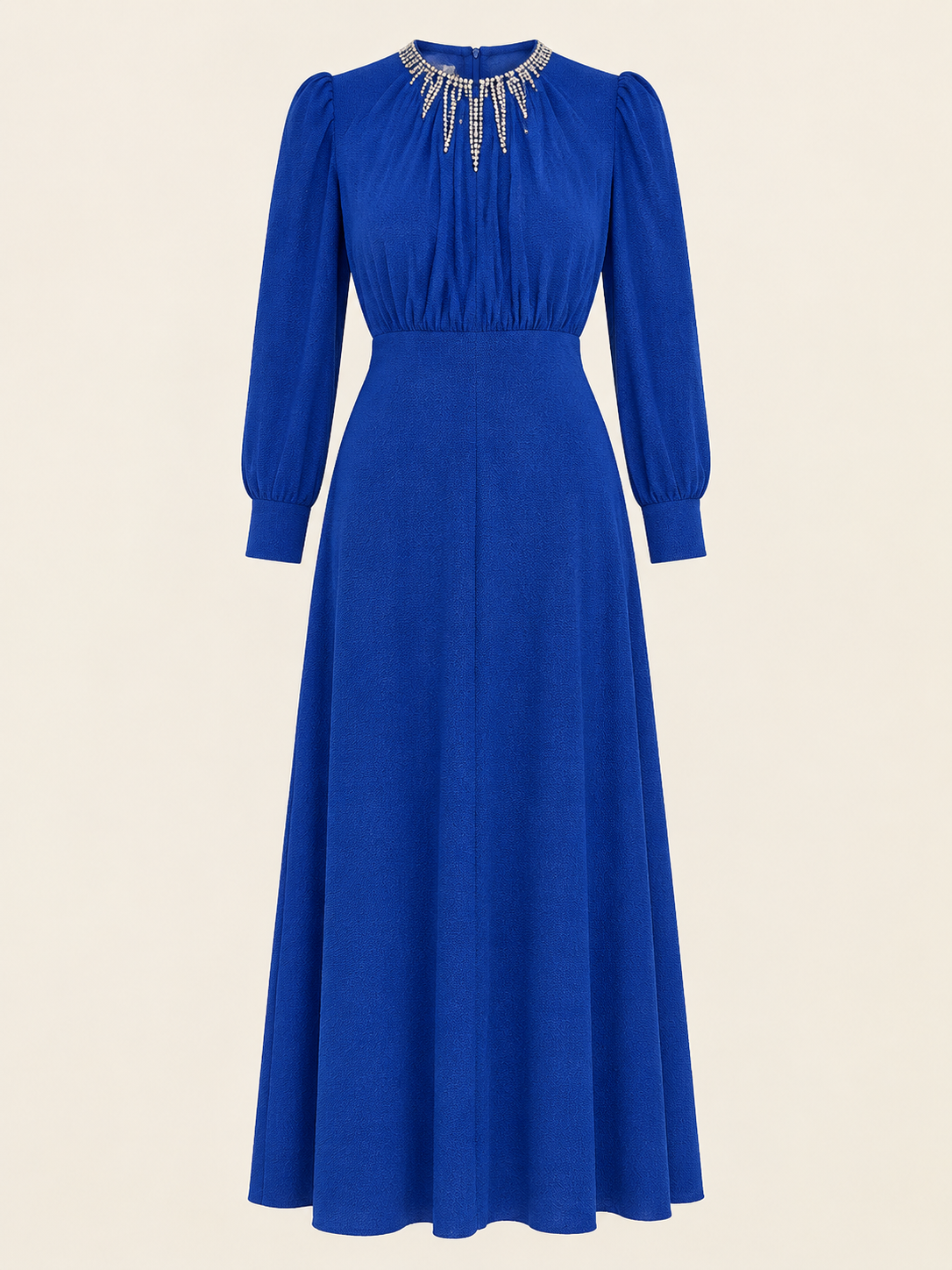 Azure Shimmer Knit Evening Dress