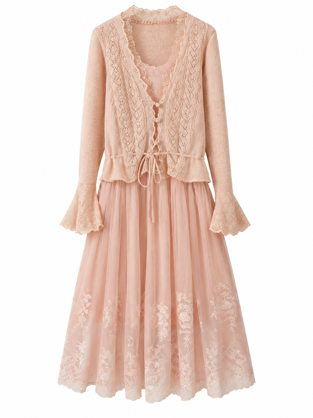 Blush Knit Cardigan & Slip Dress Set