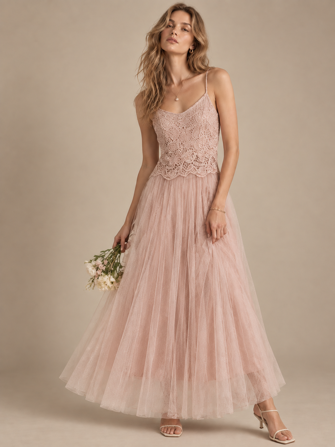 Élodie Mesh Lace Slip Dress
