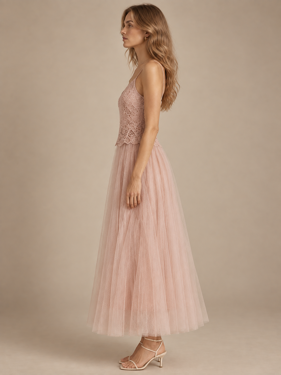Élodie Mesh Lace Slip Dress