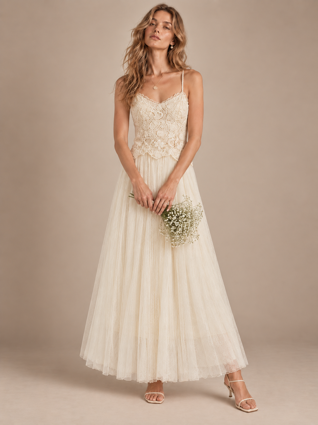 Élodie Mesh Lace Slip Dress