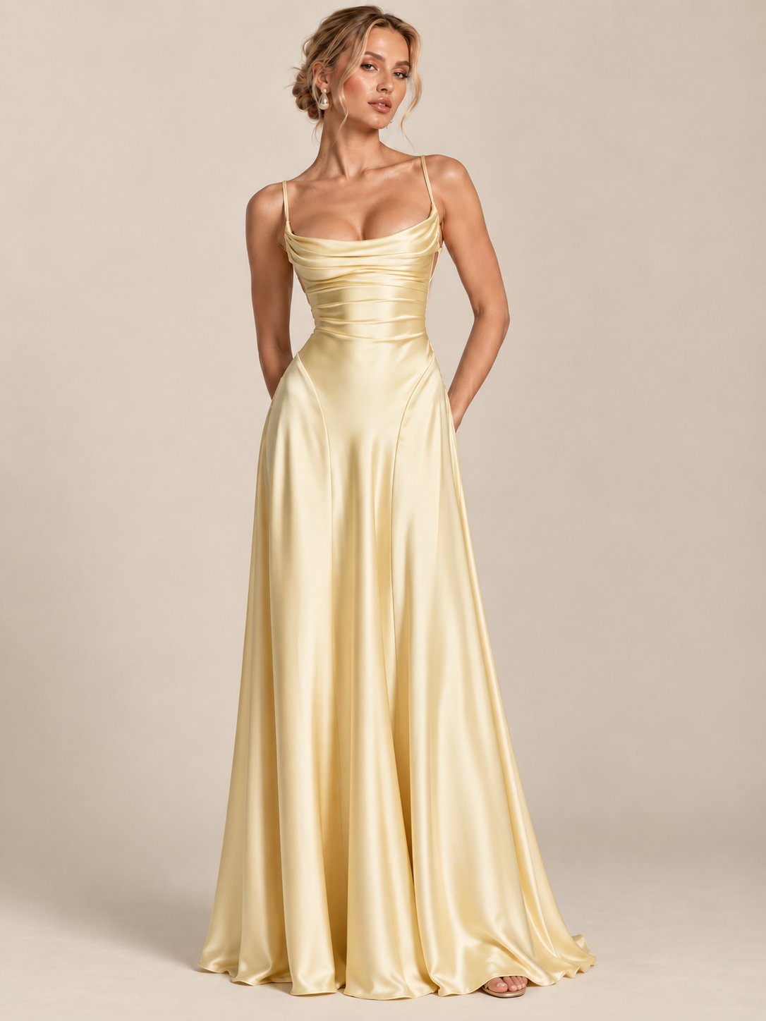 Estelle Satin Backless Maxi Dress
