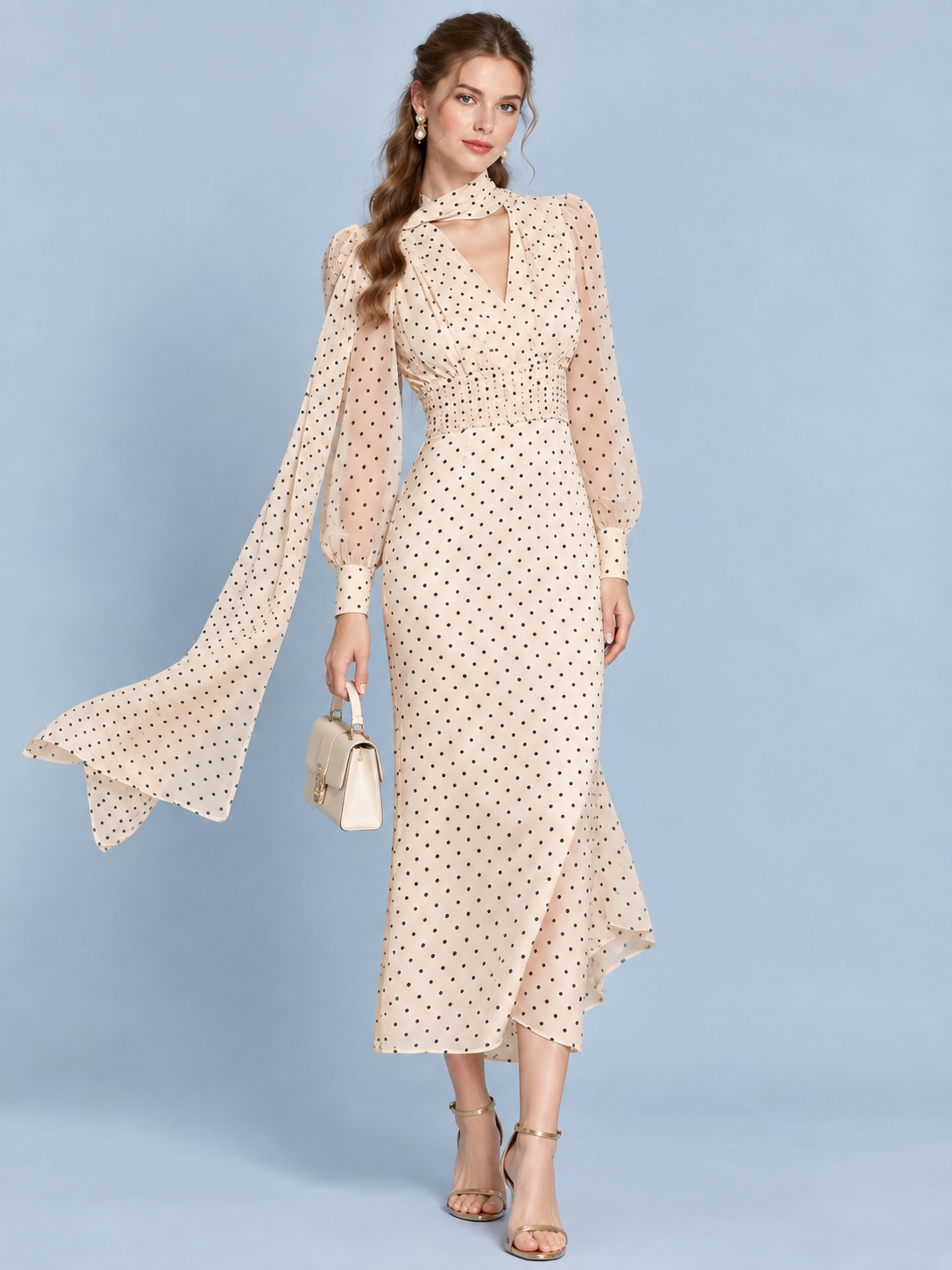 Paris Rain Polka Dot Midi Dress