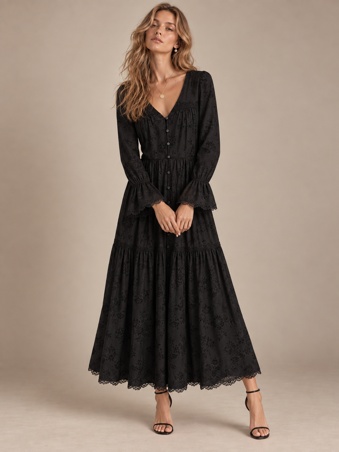 Margot Floral V-Neck Tea Dress