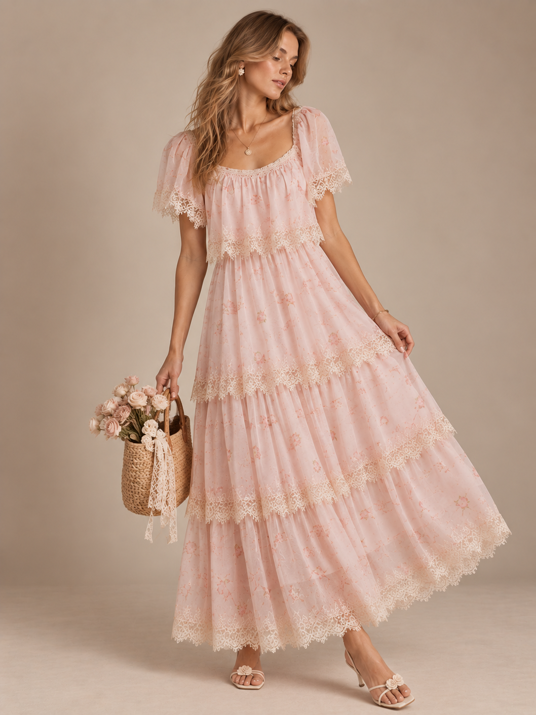 Miette Pink Ruffle Print Dress