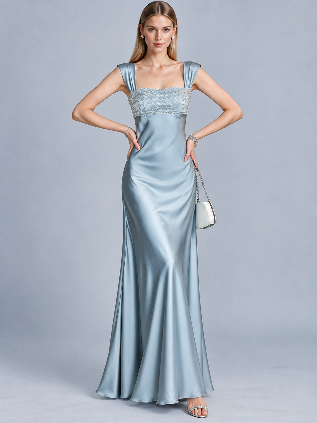 Seraphina Beaded Satin Mermaid Gown