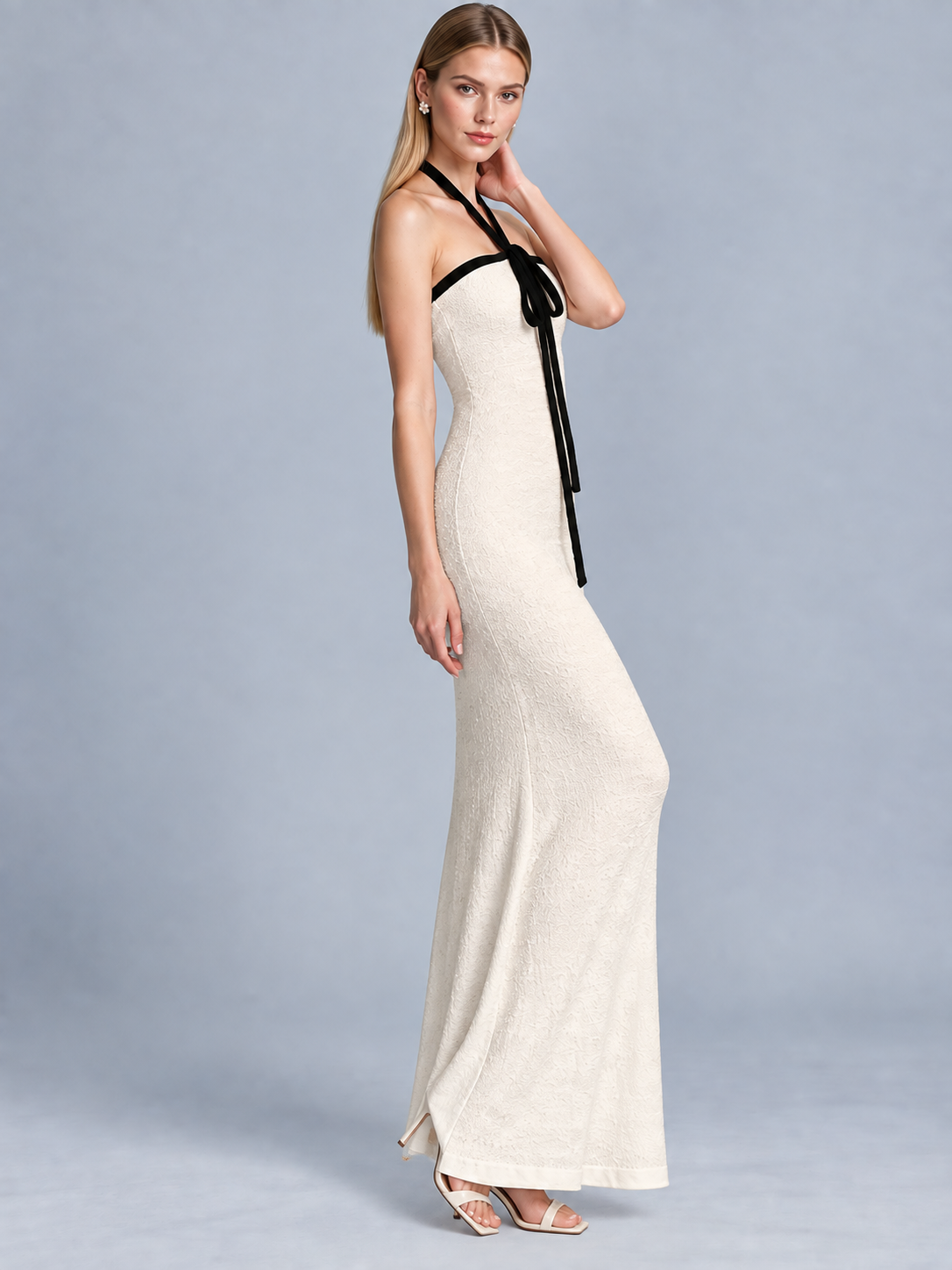 Monique Contrast Halter Maxi Dress