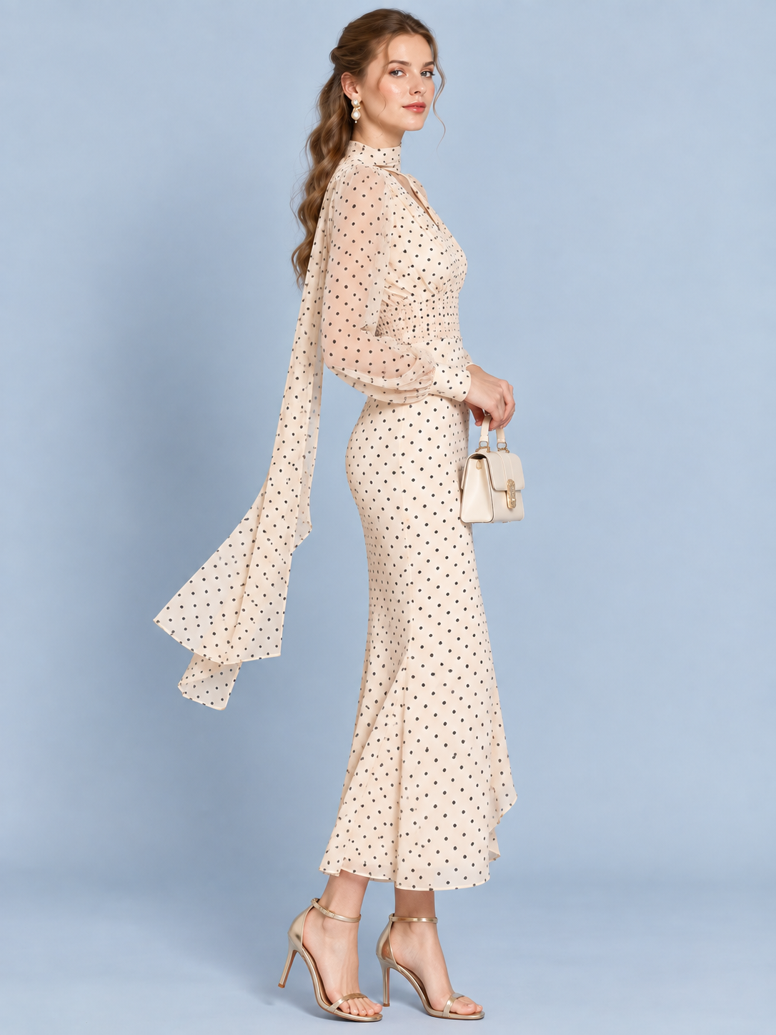 Paris Rain Polka Dot Midi Dress