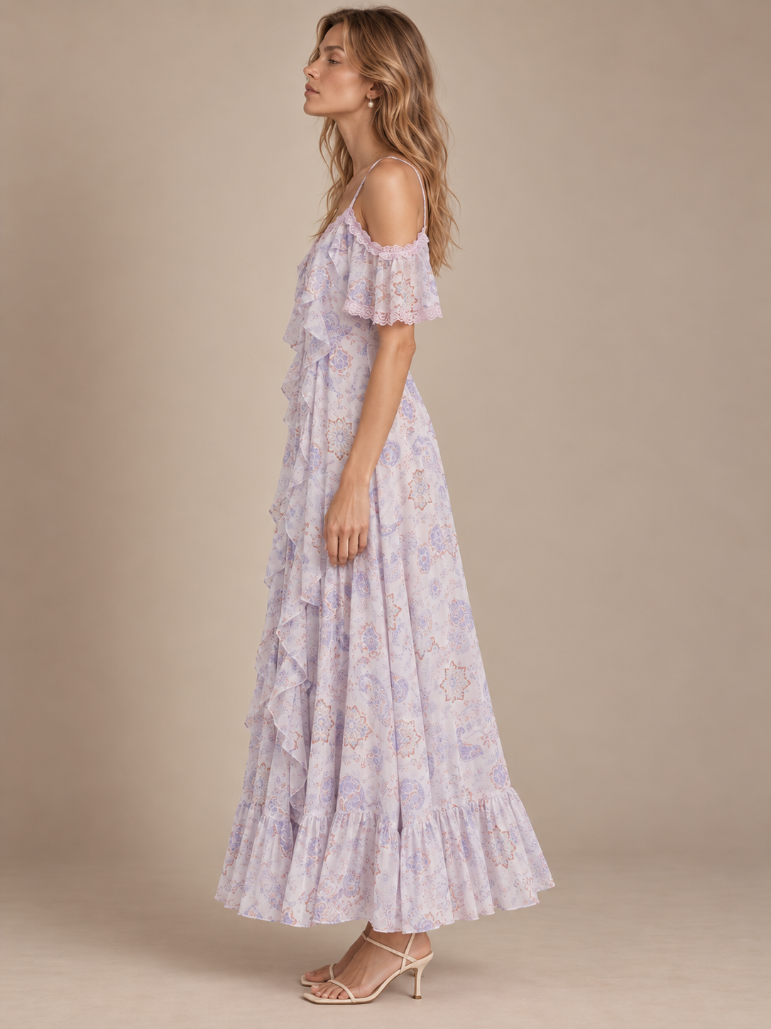 Lavender Breeze Ruffle Chiffon Dress