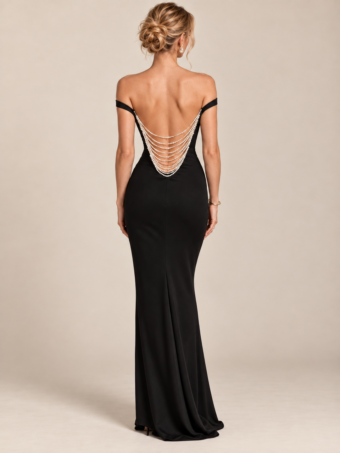 Pearl Élan Off-Shoulder Gown