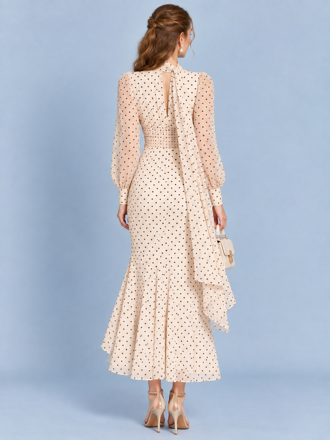 Paris Rain Polka Dot Midi Dress