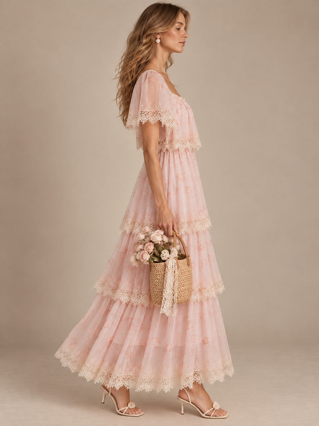 Miette Pink Ruffle Print Dress