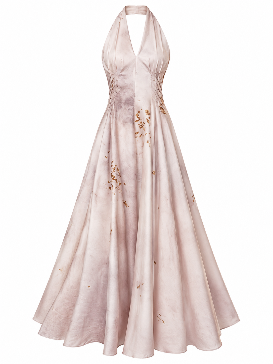 Jade Mist Halter V-Neck Gown