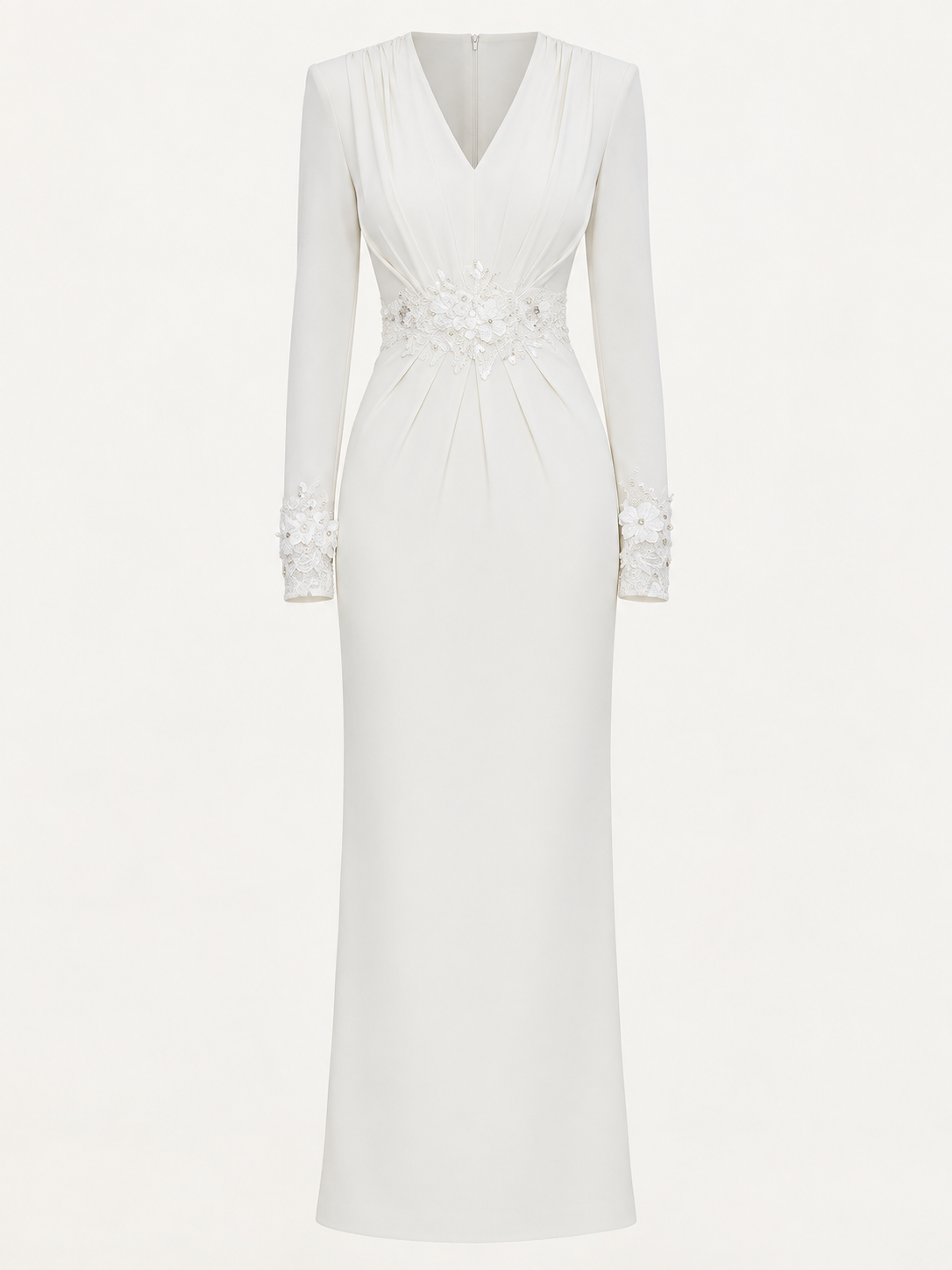 Ivory Bloom V-Neck Knit Dress