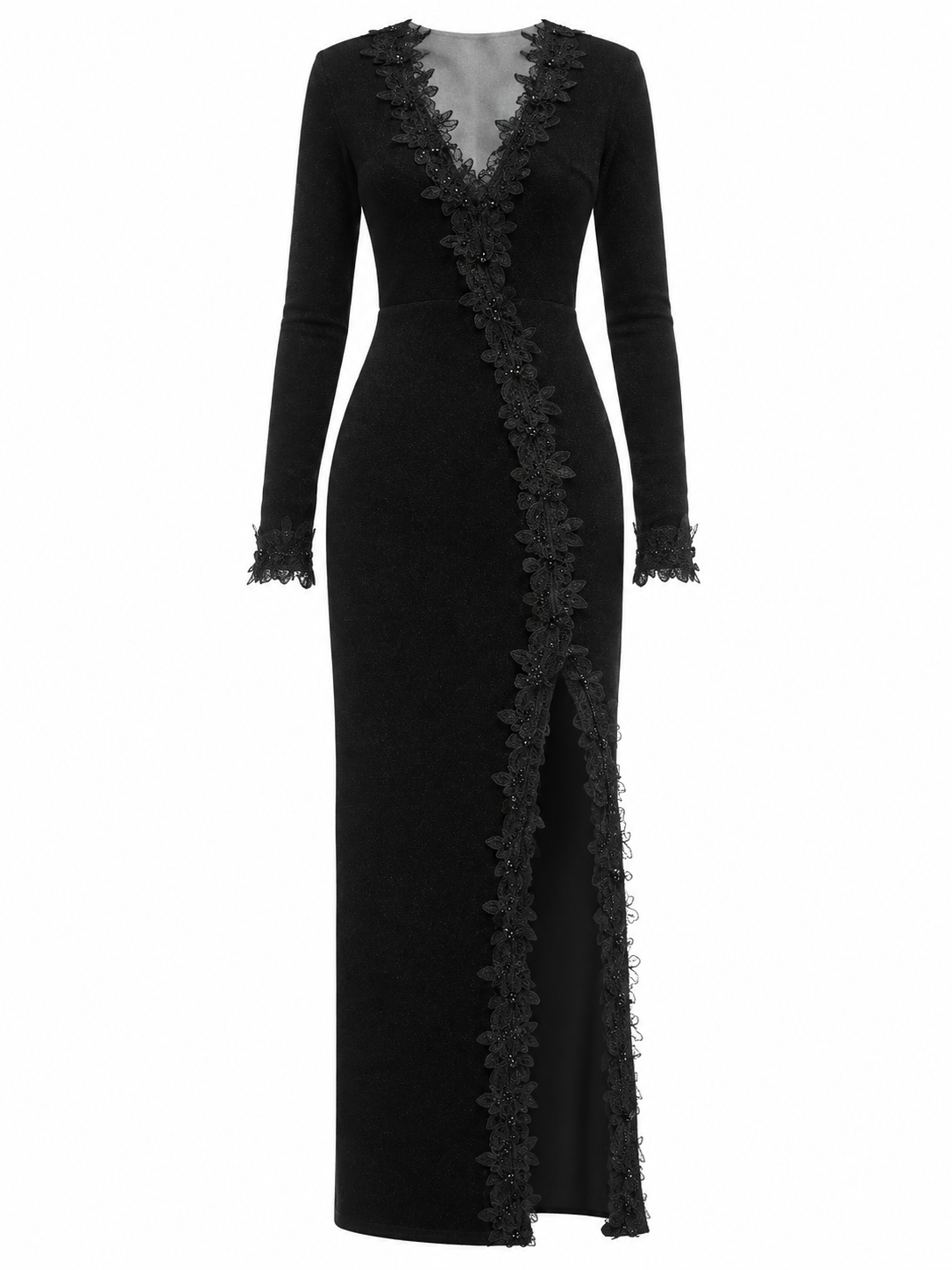 Noir Blossom Lace Knit Dress