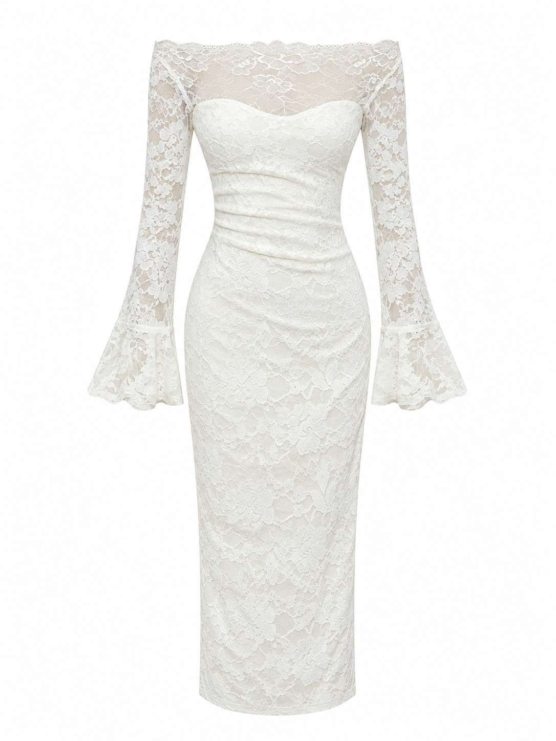 Ivory Grace Off-Shoulder Lace Gown