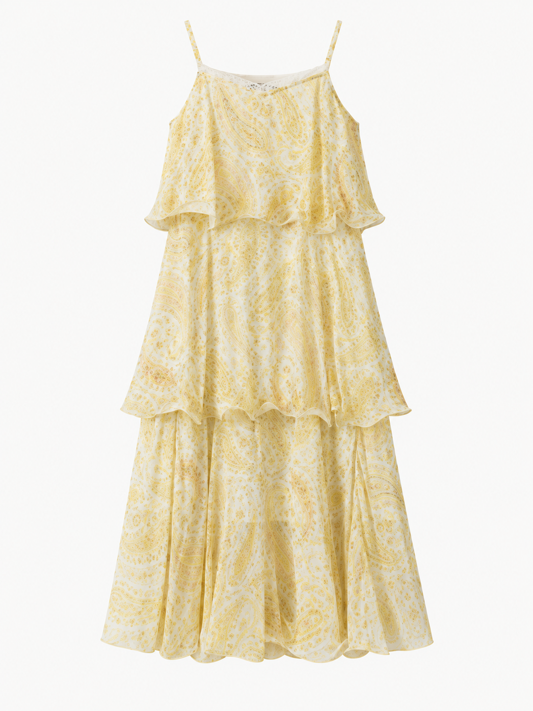Lemon Paisley Lace Maxi Dress