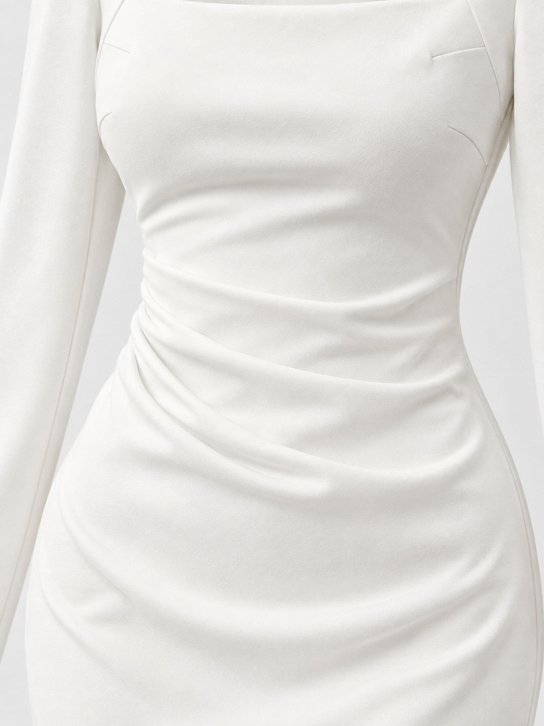 Audrey Square Neck White Maxi Dress