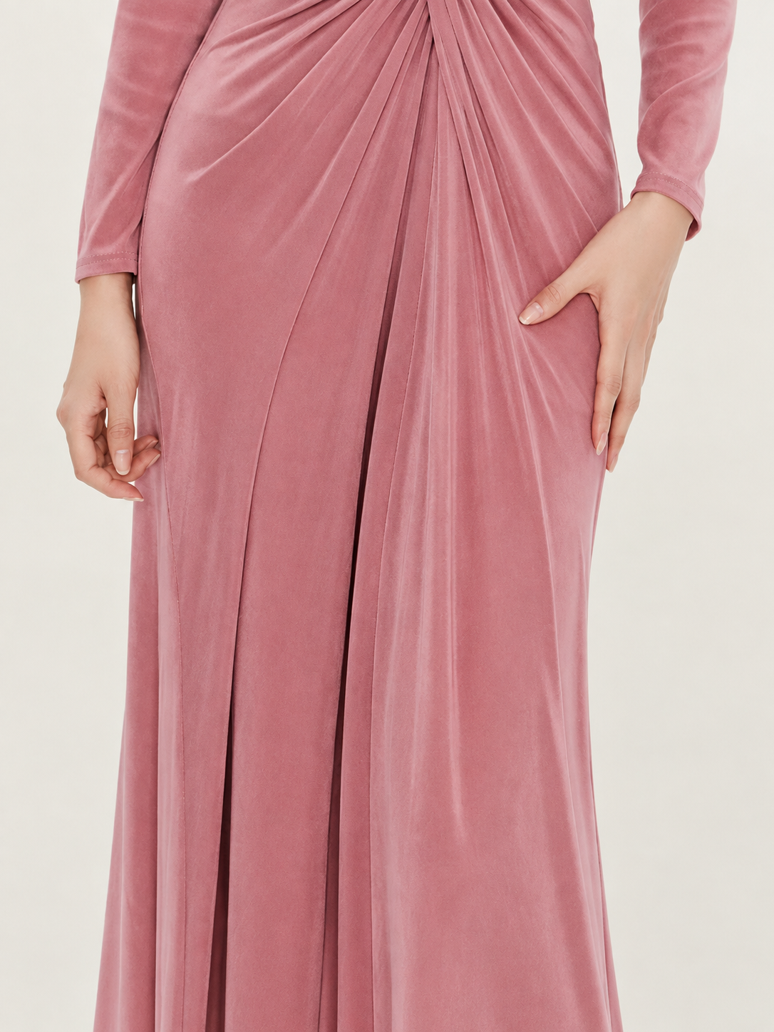 Rosé Romance V-Neck Evening Gown