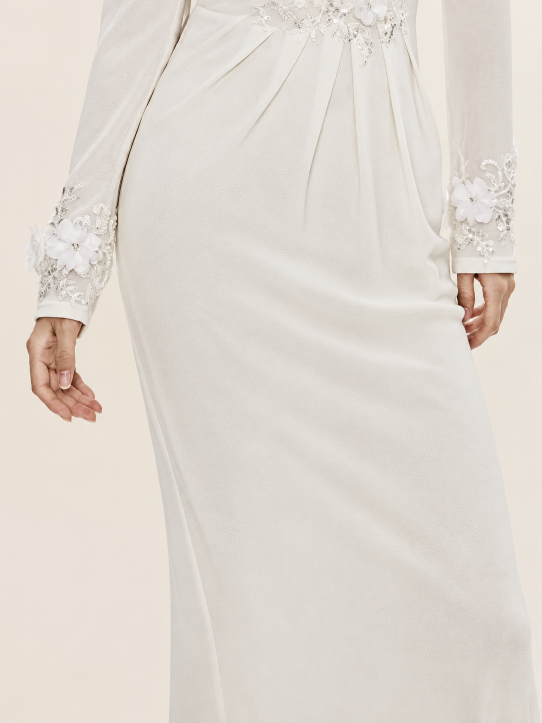 Ivory Bloom V-Neck Knit Dress
