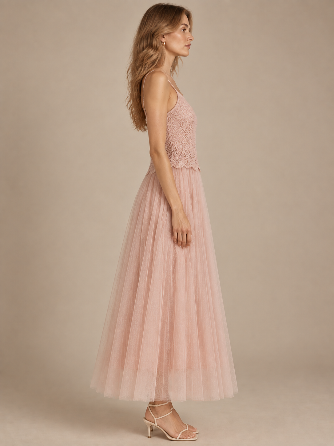 Élodie Mesh Lace Slip Dress